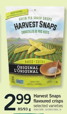 Fortinos Harvest snaps flavoured crisps, 85/93 g offer