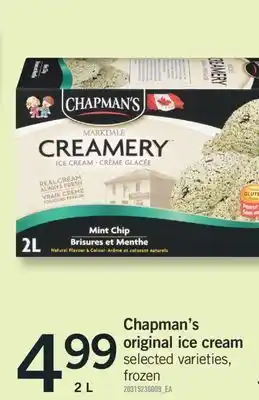 Fortinos Chapman's original ice cream, 2 l offer
