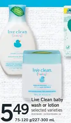 Fortinos Live clean baby wash or lotion offer