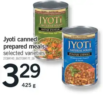 Fortinos Jyoti canned prepared meals, 425 g offer