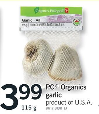 Fortinos Pc® organics garlic, 115 g offer