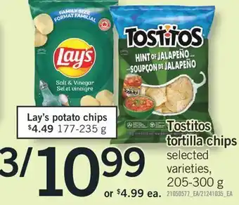 Fortinos Tostitos tortilla chips, 205-300 g offer