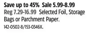 Canadian Tire Selected foil, storage bags or parchment paper offer