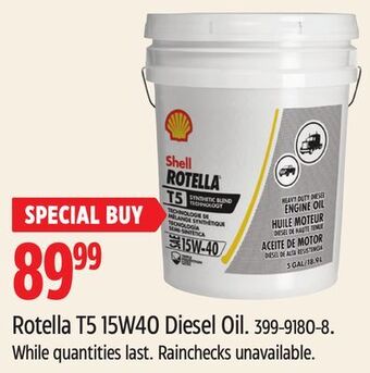 Canadian Tire Shell rotella t5 15w40 diesel oil offer