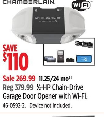 Canadian Tire Chamberlain 1⁄2-hp chain-drive garage door opener with wi-fi offer