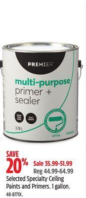 Canadian Tire Premier paint selected specialty ceiling paints and primers offer