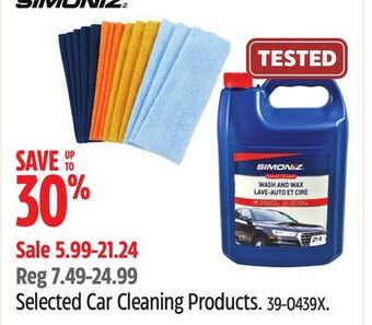 Canadian Tire Simoniz selected car cleaning products. offer