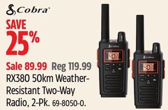 Canadian Tire Cobra rx380 50km weather- resistant two-way radio, 2-pk offer