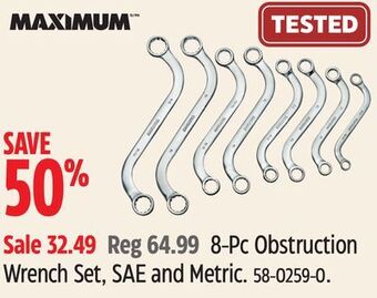 Canadian Tire Maximum 8-pc obstruction wrench set, sae and metric offer