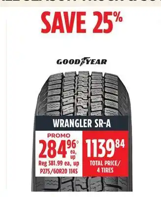 Canadian Tire Goodyear wrangler sr-a tires offer