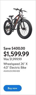 Walmart Wheelspeed 26" x 4.0" electric bike offer