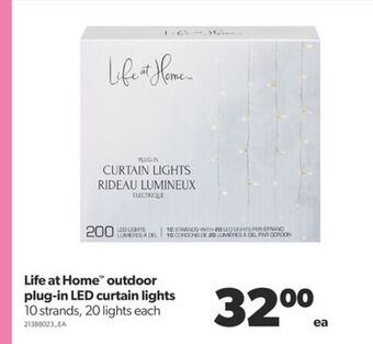 Real Canadian Superstore Life at home™ outdoor plug-in led curtain lights, 10 strands, 20 lights offer