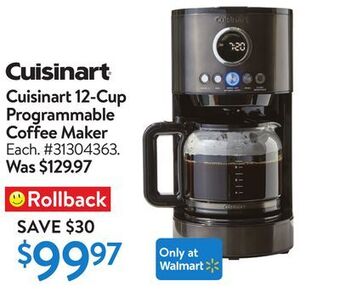 Walmart Cuisinart 12-cup programmable coffee maker offer