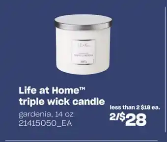 Loblaws Life at home™ triple wick candle, 14 oz offer