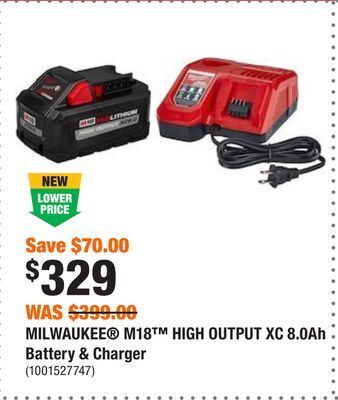 Home Depot Milwaukee® m18™ high output xc 8.0ah battery & charger offer