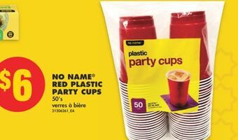 No Frills No name® red plastic party cups, 50's offer