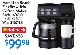 Walmart Hamilton beach flexbrew trio coffee maker offer