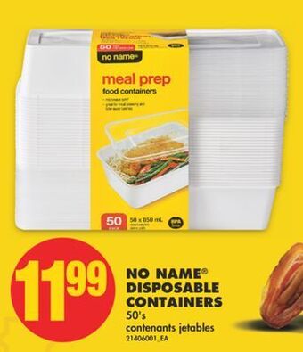 No Frills No name® disposable containers, 50's offer
