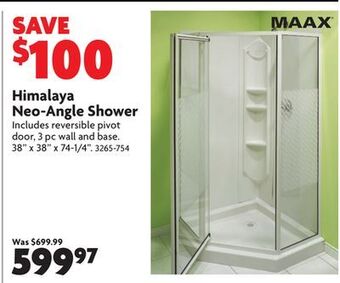 Home Hardware Himalaya neo angle shower offer