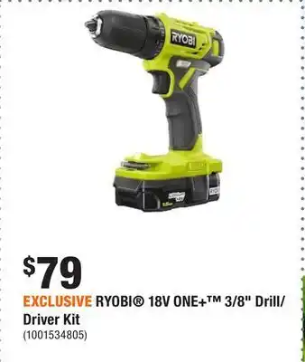 Home Depot Exclusive ryobi® 18v one+™ 3/8" drill/driver kit offer