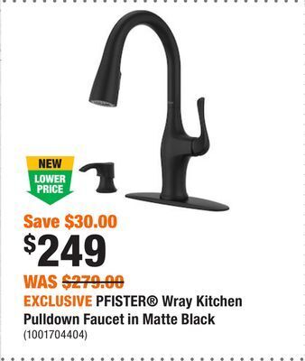 Home Depot Exclusive pfister® wray kitchen pulldown faucet in matte black offer
