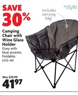 Home Hardware Camping chair with wine glass holder offer