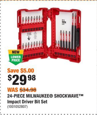 Home Depot 24-piece milwaukee® shockwave™ impact driver bit set offer