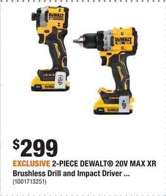 Home Depot Exclusive 2-piece dewalt® 20v max xr brushless drill and impact driver combo kit offer