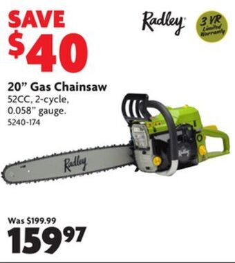 Home Hardware 20" gas chainsaw offer