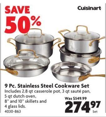 Home Hardware 9 pc. stainless steel cookware set offer