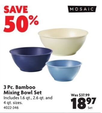 Home Hardware 3 pc. bamboo mixing bowl set offer