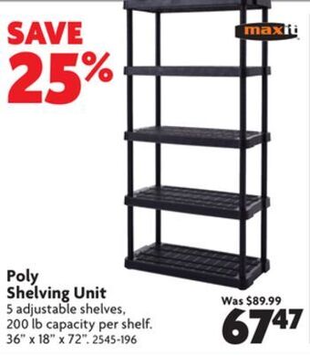 Home Hardware Poly shelving unit offer