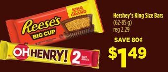 Chalo FreshCo Hershey's king size bars (62-85 g) offer