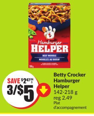 Chalo FreshCo Betty crocker hamburger helper 142-218 g offer