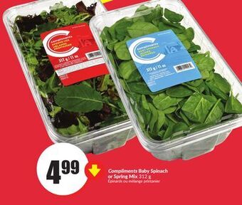 FreshCo Compliments baby spinach or spring mix 312 g offer