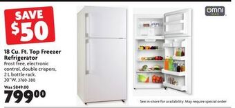 Home Hardware 18 cu. ft. top freezer refrigerator offer