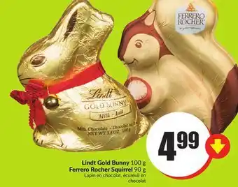 FreshCo Lindt gold bunny 100 g ferrero rocher squirrel 90 g offer