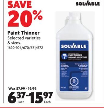Home Hardware Paint thinner offer