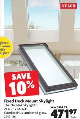 Home Hardware Fixed deck mount skylight offer