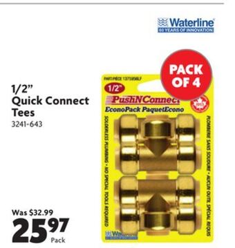 Home Hardware 1/2" quick connect tees offer