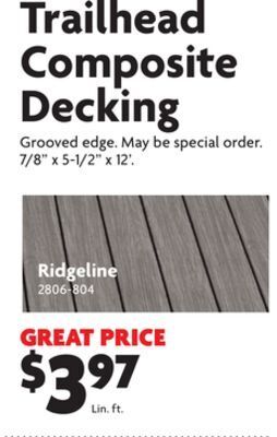 Home Hardware Trailhead composite decking ridgeline offer