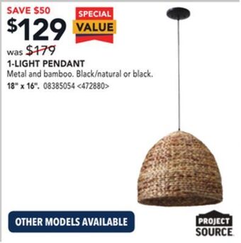 RONA Project source 1-light pendant 18" x 16" offer
