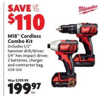 Home Hardware M18 cordless combo kit offer