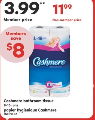 Valu-mart Papier hygiénique cashmere, 8=16 rolls offer