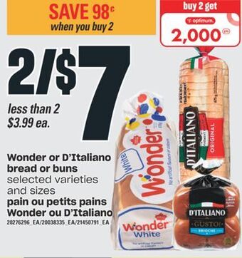 Valu-mart Pain ou petits pains wonder ou d'italiano offer