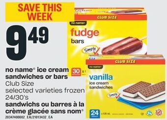 Valu-mart Sandwichs ou barres à la crème glacée sans nom®, 24/30's offer
