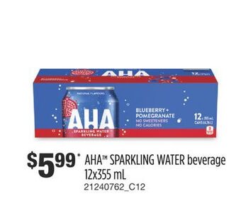 Wholesale Club Aha™ sparkling water beverage, 12 x 355 ml offer