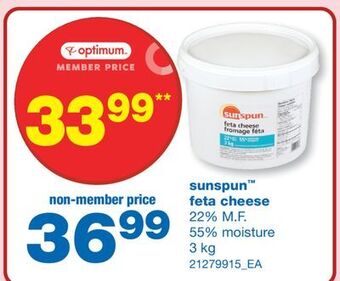 Wholesale Club Sunspun™ feta cheese, 3 kg offer