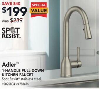 RONA Moen adler 1-handle pull-down kitchen faucet offer