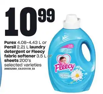 Zehrs Markets Purex, 4.08-4.43 l or persil, 2.21 l laundry detergent or fleecy fabric softener, 3.5 l or sheets, 200's offer